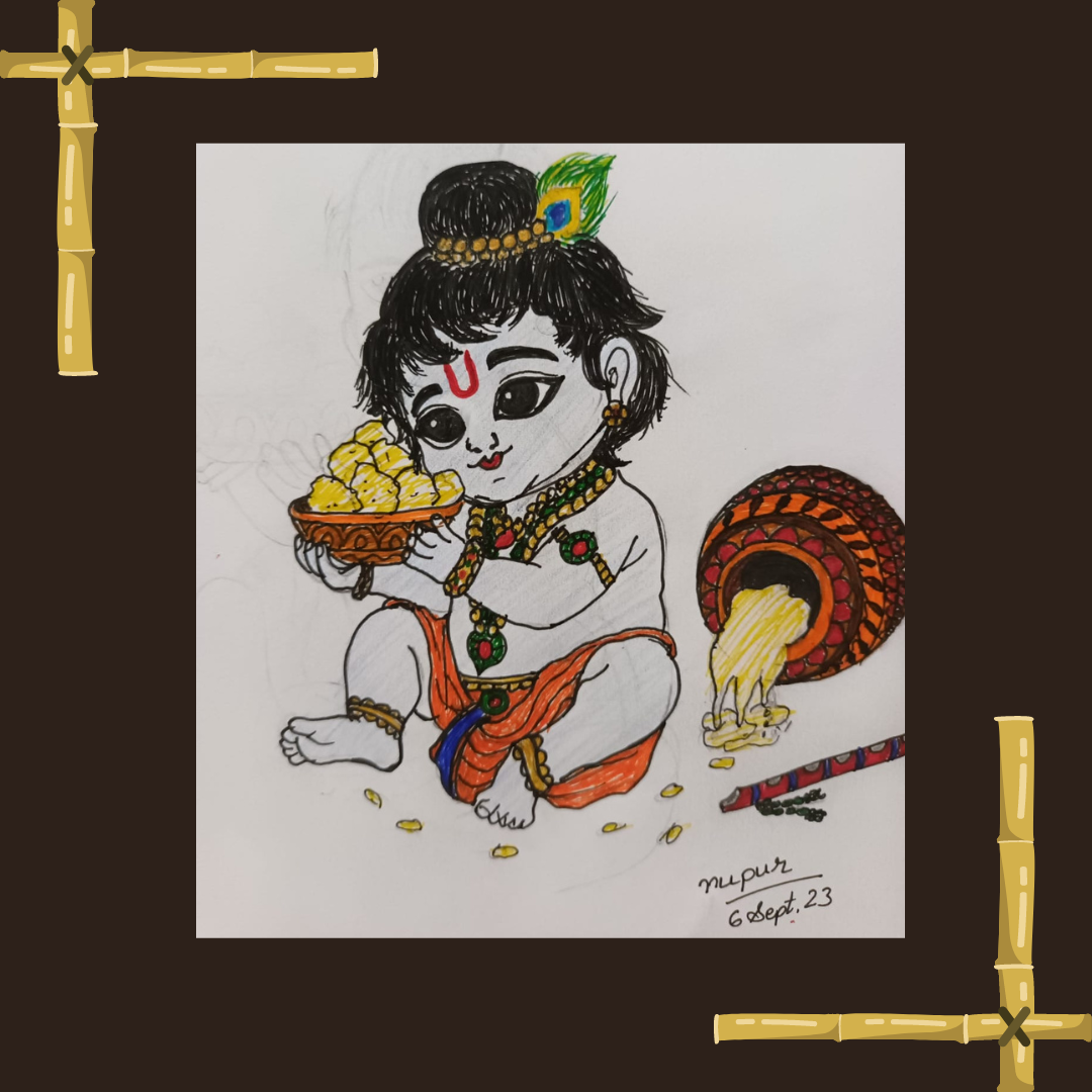 sketch krishna art